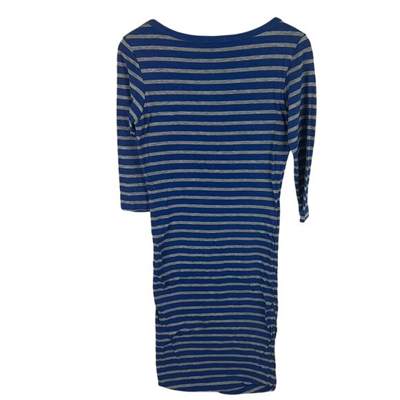 Sundry Henley Slub Knit Dress Blue Gray Stripes Size 1 (S) Elevated Basic NWT - Picture 3 of 8